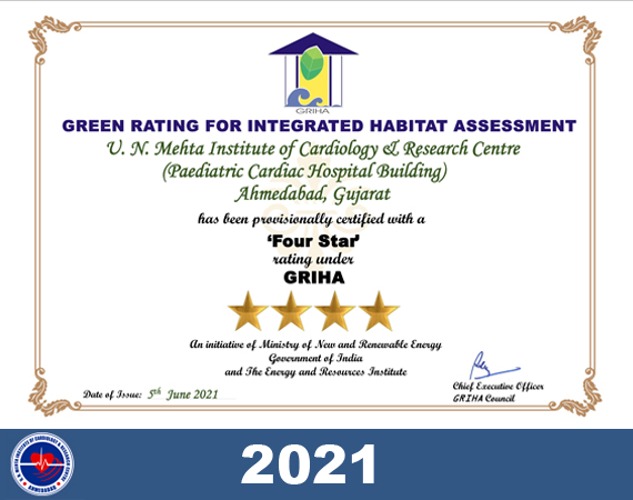 GRIHA- Four Star Rated Certificate for Paediatric Cardiac Hospital Building  