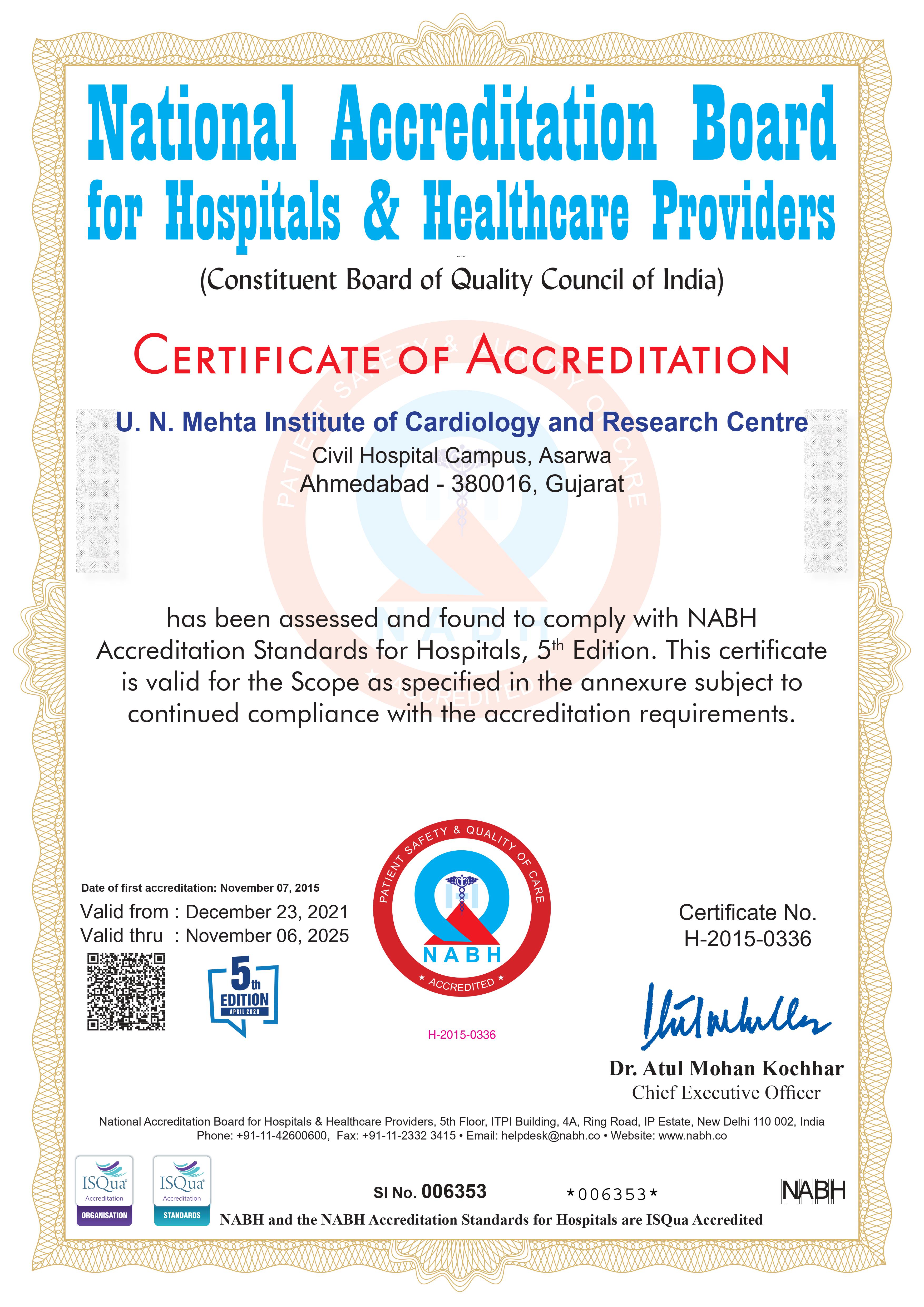 National Accreditation Board for Hospitals and Health Care Providers (NABH) Accreditation 