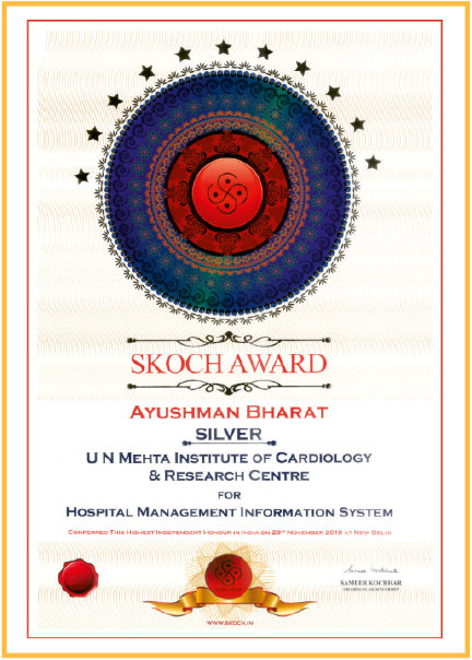 Skoch Award Ayushman Bharat – Silver for Hospital  Management Information System - 2019