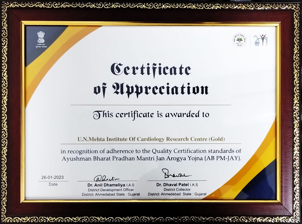 RECOGNITION OF ADHERENCE TO THE QUALITY CERTIFICATION STANDARDS OF “AYUSHMAN BHARAT PRADHAN MANTRI JAN AROGYA YOJANA